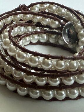 Chan Luu Wrap Pearl and Leather Bracelet